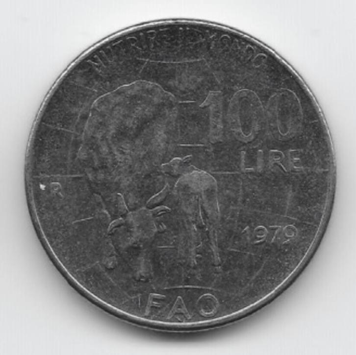 Italië 100 lire 1979 "FAO"  KM# 106, Postzegels en Munten, Munten | Europa | Niet-Euromunten, Losse munt, Italië, Verzenden