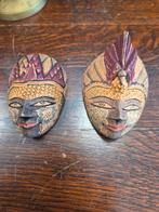 2x Javaans masker Indonesië, Antiek en Kunst, Ophalen