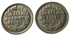 * 1939 + 1941 - Nederland  - 10 Cents - Wilhelmina -ZILVER *, Postzegels en Munten, Munten | Nederland, Setje, Zilver, Koningin Wilhelmina