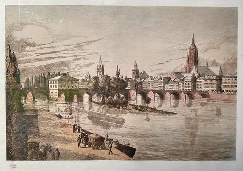 1910 Conrad Sutter: Alte Brücke in Frankfurt am Main, Antiek en Kunst, Kunst | Etsen en Gravures, Ophalen of Verzenden