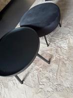 Houten zwarte salontafel met poef - set van 2, Huis en Inrichting, Tafels | Salontafels, Rond, Zo goed als nieuw, Minder dan 50 cm