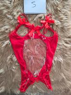 Transparante open body, Verzenden, Rood, Body of Korset