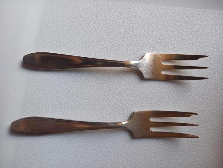 6 verzilverde Vintage Sola Gebaksvorkjes - Set van 4 en 2, Antiek en Kunst, Antiek | Bestek, Ophalen of Verzenden