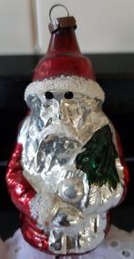 Oude glazen kerstbal kerstman, Ophalen of Verzenden