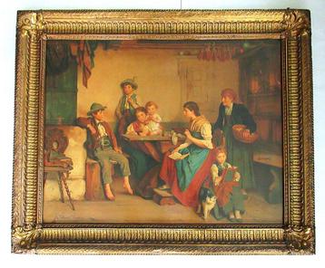 Schilderij The Reading Lesson, olie op canvas naar L Vollmar beschikbaar voor biedingen