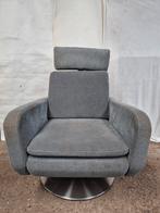 Blauw grijze Draaifauteuil met Hoofdsteun, Huis en Inrichting, Fauteuils, Ophalen, Gebruikt, Minder dan 75 cm, Metaal