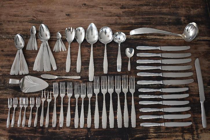 Gero Zilmeta 562 Chevron Carre cassette aanv. messen etc etc, Huis en Inrichting, Keuken | Bestek, Gebruikt, Los bestek, Rvs of Chroom