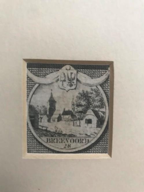 Breevoord, Buuren, ea., miniatuurets Cornelis Visscher, 1729, Antiek en Kunst, Kunst | Etsen en Gravures, Ophalen of Verzenden