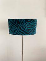 Lampenkap Velours Blauw Zwart Zebra, Zwart, Ophalen of Verzenden, Zo goed als nieuw, Ovaal