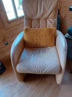 Gele leren fauteuil, Huis en Inrichting, Fauteuils, Ophalen, Gebruikt, 75 tot 100 cm