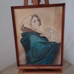 Oude tekening moeder met kind, gesigneerd, Ophalen of Verzenden