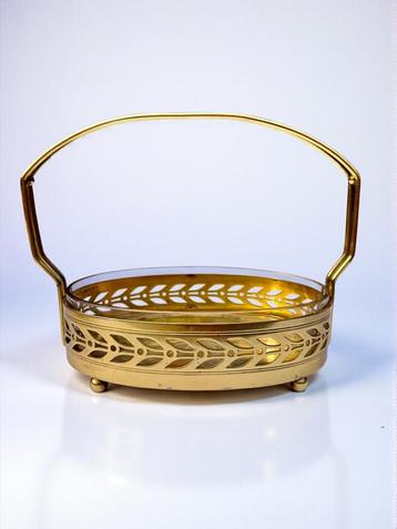 Franse Art Deco bonbonschaal + handgeslepen kristallen inzet beschikbaar voor biedingen