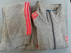Adidas pak grijs, neon oranje maat m vest en broek, Ophalen of Verzenden, Gedragen, Grijs