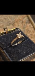 14k witgoud 0.5 ct prinses geslepen diamant ring, Sieraden, Tassen en Uiterlijk, Ringen, Ophalen, Zo goed als nieuw, 17 tot 18
