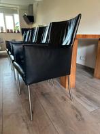 Zwart leren Bert Plantagie stoelen, Huis en Inrichting, Stoelen, Ophalen, Gebruikt, Zwart, Twee