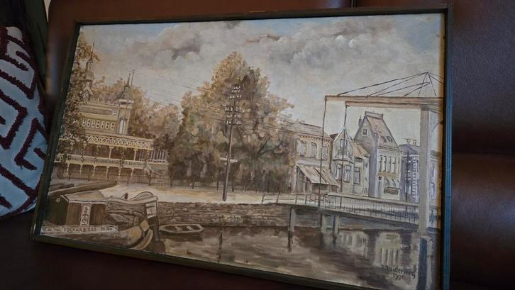R. Zuiderweg schilderij Oosterdiep Veendam op hout paneel, Antiek en Kunst, Kunst | Schilderijen | Klassiek, Ophalen of Verzenden