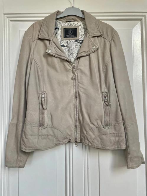 Rino & Pelle leren jasje Semmy grey-taupe maat 42, Kleding | Dames, Jassen | Zomer, Zo goed als nieuw, Maat 42/44 (L), Grijs, Ophalen of Verzenden