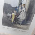 Mooie brocante prent in lijst achter glas "Cries of London", Ophalen of Verzenden