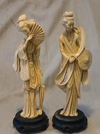 2x Retro, vintage beelden "Chinese Man en vrouw",  resin, Antiek en Kunst, Ophalen of Verzenden