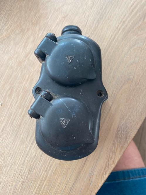 Siemens Bakelieten dubbel opbouw-stopcontact met klapdeksels, Doe-het-zelf en Verbouw, Elektra en Kabels, Gebruikt, Ophalen of Verzenden