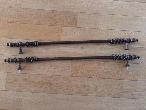 Gordijnroeden hout, 2 sets, Huis en Inrichting, Stoffering | Gordijnen en Lamellen, Gebruikt, 100 tot 150 cm, Minder dan 50 cm