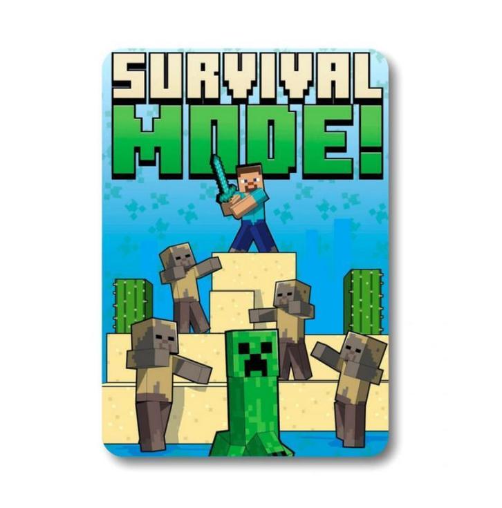 Minecraft Fleece Deken  - Survival Mode, Kinderen en Baby's, Kinderkamer | Beddengoed, Nieuw, Deken of Dekbed, Overige kleuren
