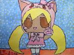schilderij manga kattenmeisje 16, Antiek en Kunst, Ophalen of Verzenden