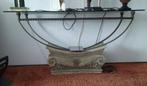 sidetable stenen poot met glas plaat, Ophalen, 100 tot 150 cm, Glas, Zo goed als nieuw