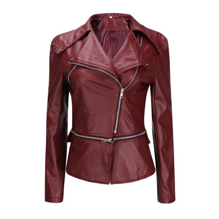 Rode leren jas dames motor korte motorjas biker jack vrouwen, Kleding | Dames, Jassen | Zomer, Nieuw, Rood, Verzenden