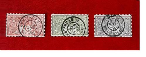1906 3 Tuberculose Postzegels Nederland 1, 3 en 5 Cent, Postzegels en Munten, Postzegels | Nederland, Gestempeld, T/m 1940, Ophalen