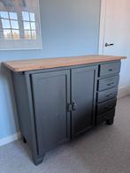 Brocant dressoir/ladekast/commode - grijs/hout, Ophalen, Gebruikt, 25 tot 50 cm, Met deur(en)