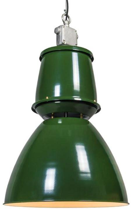 groene industriële hanglamp in zeer goede staat, Huis en Inrichting, Lampen | Hanglampen, Zo goed als nieuw, 75 cm of meer, Metaal