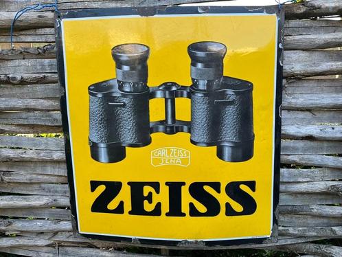 Origineel antiek emaille reclame bord - Carl Zeiss Jena, Verzamelen, Merken en Reclamevoorwerpen, Gebruikt, Reclamebord, Ophalen of Verzenden