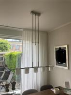 Hang- en stalamp (set) van RVS & melkglas, Ophalen, Gebruikt, Glas, 75 cm of meer