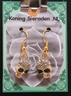 Skull /Doodshoofd oorbellen goudkleurig met emaile & Strass, Marktplaats@koningsieraden.nl, Overige materialen, Hangers, Verzenden