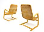Set van 2 vintage Ikea Poang stoelen, Huis en Inrichting, Vintage retro buisframe design rotan webbing r, Ophalen of Verzenden