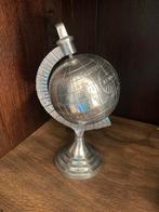 Vintage aluminium wereldbol, Huis en Inrichting, Woonaccessoires | Wereldbollen, Ophalen of Verzenden, Zo goed als nieuw