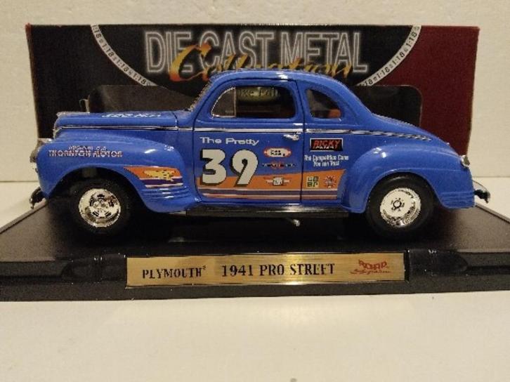 Plymouth 1941 Pro Street blue Signature metal 1:18 KRD, Hobby en Vrije tijd, Modelauto's | 1:18, Zo goed als nieuw, Auto, Overige merken