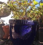 Grote dikke schitterende neonblauwe bloempot 50-60cm, 40 cm of meer, Rond, Zo goed als nieuw, Terracotta