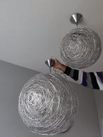Twee mooie draadlampen hanglampen bollen zilveren draden set, Minder dan 50 cm, Ophalen of Verzenden, Zo goed als nieuw