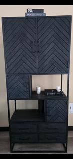 Vakkenkast visgraat zwart, Huis en Inrichting, Kasten | Wandmeubels, Ophalen, Gebruikt, 200 cm of meer, Minder dan 150 cm