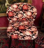 WOOOD Fauteuil / stoel zwarte stof met vintage bloemen, Ophalen, Gebruikt, 75 tot 100 cm, Stof