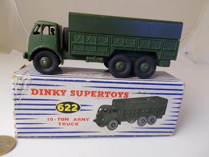 1955 Dinky Supertoys 622. 10 TON ARMY TRUCK +ORIG. DOOS! (D), Hobby en Vrije tijd, Modelauto's | 1:43, Zo goed als nieuw, Bus of Vrachtwagen
