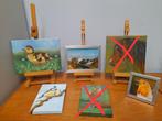 OPRUIMING vogelschilderijen pimpelmees roodborstje eend etc, Minder dan 50 cm, Nieuw, Ophalen of Verzenden, Schilderij