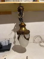 Antieke Franse hanglamp empirestijl messing en geslepen glas, Huis en Inrichting, Lampen | Kroonluchters, Ophalen, Gebruikt, Metaal