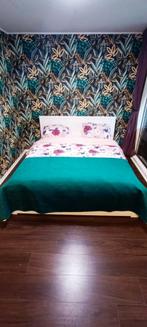 2-persoonsbed met lattenbodem, Ophalen, Gebruikt, Wit, Tweepersoons