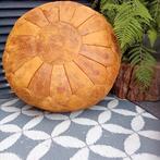 leren Marokkaanse poef, j 70 D 75 cm, Ophalen of Verzenden, Gebruikt, 50 tot 75 cm