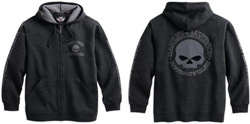 Harley Hoodie, Skull, Fleece, Grey, 9107, Nieuw., Motoren, Kleding | Motorkleding, Overige typen, Nieuw met kaartje, Ophalen of Verzenden