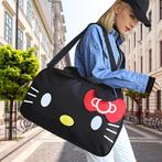 Hello Kitty style Reistas zwart met pompom, Sieraden, Tassen en Uiterlijk, Tassen | Damestassen, Verzenden, Nieuw, Zwart, Shopper