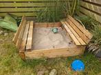 Houten zandbak met afdekzeil 120x120cm, Ophalen, Gebruikt